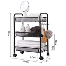LYM &ripiano di stoccaggio Scaffalature Carrelli, con Ruote da Letto Cucina Bagagli Bellezza Multilayer Push Bagagli Shelf-3 Strati Scaffale di Finitura
