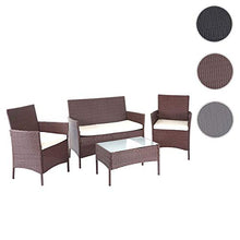 Mendler Salottino da Esterno Giardino HWC-D82 polyrattan Marrone con Cuscini Avorio