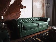 Beliani Divano 3 Posti Design Vintage in Pelle Verde Moderno da Salotto Chesterfield