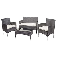 Mendler Salottino da Esterno Giardino HWC-F55 polyrattan Grigio con Cuscini Avorio