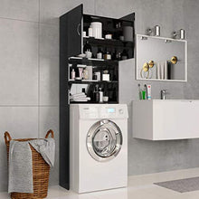 Tidyard Mobile per Lavatrice Nero Lucido 64x25,5x190 cm Truciolato