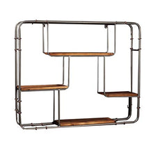 Decorazioni da parete Mensola di design Mensola a parete rettangolare Legno e ferro Materiale metallico utilizzato per scaffale per scaffali Espositore per vino Portaoggetti per pareti mobili L90 *