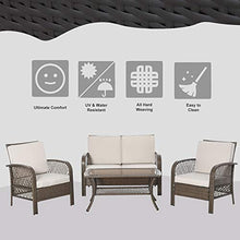 Set Salotto da Giardino Divano 2 Poltrone e Tavolino in Rattan Marrone