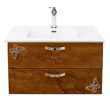 Shop Chic Mobile Bagno Kunst Finitura Legno Arte povera con Specchio e lavabo Rettangolare