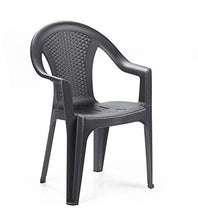 Ischia Sedia monoblocco impilabile con schienale basso, effetto Rattan, Colore Nero (Antracite)
