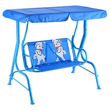 COSTWAY Altalena per Bambini, Altalena Dondolo per Giardino con Tetto Apribile e 2 Posti, Blu