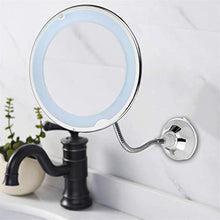 HUIO Specchio Cosmetico su Supporto Specchio per Trucco A LED Flessibile con Ingrandimento 10X Specchi Rotanti Ad Aspirazione Eccellente A 360 °Leggero