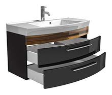 Posseik - Lavabo Rima in Legno, Antracite/Noce, 100 x 50 x 57 cm
