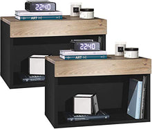 elb Due Comodini Design sospesi o a Terra. Frontali in 12 Colori a Scelta. Anche con con luci a LED. Modello Giga (Rovere Nordico)