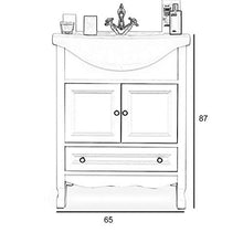 Arredo bagno shabby chic in legno bianco base con lavabo da 65 cm
