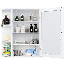 GOPLUS Armadietto con 4 Ripiani e Sppechio da Bagno, 66x63x12,5 cm (Bianco)