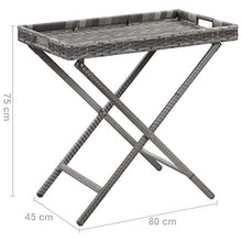 E E-NICES Tavolo Pieghevole Grigio 80x45x75 cm in Polyrattan