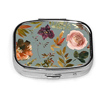 Scatola quadrata per pillole medicinali in rame autunno fiori mantello blu moda pillola organizzatore viaggio pillola caso dispenser per vitamine integratori