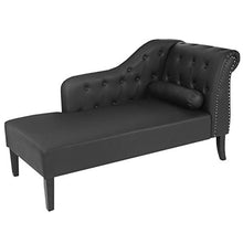 Mendler Divano angolare recamiere Classico Stile Vittoriano Chesterfield Ecopelle 76x156x89cm Nero