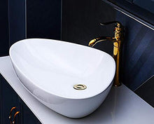 Lavabo in ceramica ovale per bagno, grande lavabo, 59 cm L x 39 cm B