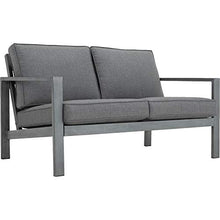 Meubletmoi - Divano da giardino a 2 posti, in alluminio grigio con cuscini grigi, VESUVE 7440