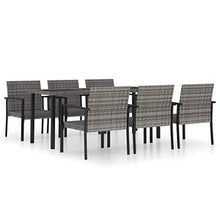 SKM Set da Pranzo da Giardino 7 pz in Polyrattan Grigio (54.4kg)