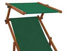 Resistente Sedia a Sdraio in Faggio da Mare, Verde con braccioli, Parasole Pieghevole 10-304S