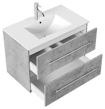Set di mobili da bagno Firenze 80 (5 parti/B) grigio cemento e specchio a LED