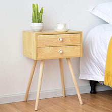 COSTWAY Comodino, Tavolino con 2 Cassetti in MDF Ecologico e Resistente, Naturale (2 cassetti)