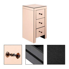GUHUIHE Comodino con cassetto, Comodino Comodino in Vetro specchiato Moderno e Moderno 3 cassetti 30 x 30 x 60 cm Rosa per Camera da Letto