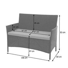 Mendler Serie Halden per l'esterno Divano Sofa 2 posti polyrattan Marrone con Cuscino Avorio
