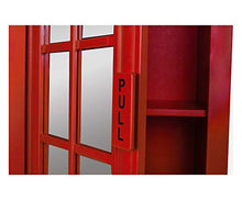 Dmora Armadio Cabina telefonica londinese con Tre Ripiani e Specchio, Colore Rosso, cm 68 x 215 x 55