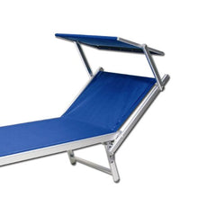 Lettino da spiaggia regolabile sdraio prendisole in alluminio blu