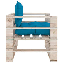 vidaXL Divano da Giardino in Pallet con Cuscini Blu in Legno di Pino