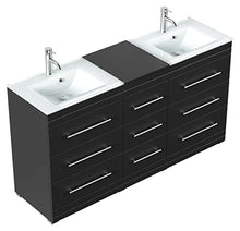 Mobile bagno a terra Vitro Modern con lavabos in vetro nero satinato