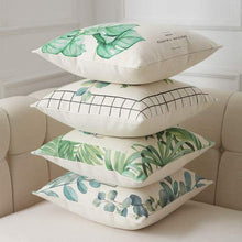 XMZFQ Set di 2 Fodere per Cuscino in Lino di Cotone, 45 * 45 cm, Motivo a Foglia Verde, Fodere per Cuscini Decorativi Quadrati per Divano da Ufficio,H