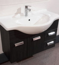 Mobile bagno sospeso moderno Rovereto grigio scuro, misura cm 85, lavabo integrale