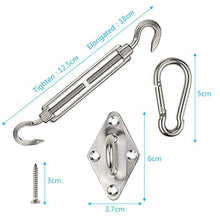 O-Kinee Kit di Fissaggio Tenda Parasole, Hardware Kit Tenda a Vela ，Kit l'Installazione Sun Shade Sail Rettangolare e Quadrata (8)