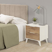 VS Venta-stock Comodino Koln 2 cassetti Color Bianco/Legno, 45 cm (Larghezza) 40 cm (profondità) 51,4 cm (Altezza)