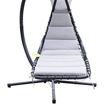 miozzi Sedia Dondolo Pensile Relax Chaise Longue di Lusso con Tettuccio Grigio