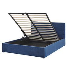 Letto Matrimoniale in Velluto Colore Blu Scuro con Contenitore Landes