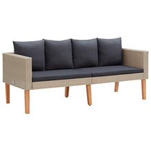 FAMIROSA Divano da Giardino a 2 Posti con Cuscini in Polyrattan Beige
