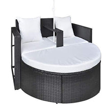 vidaXL Set Divano da Giardino in Polyrattan con Parasole Nero Sofa da Esterno - Arredi Casa