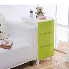 Cassettiera comodino in plastica semplice contenitore con 20 KG armadio multi-strato cucina bagno camera da letto, tre piani, bianco, verde
