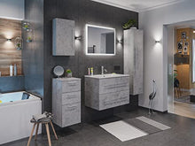 Set di mobili da bagno Firenze 80 (5 parti/B) grigio cemento e specchio a LED