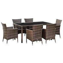 Set Tavolo con 6 Sedie da Giardino in Rattan Marrone