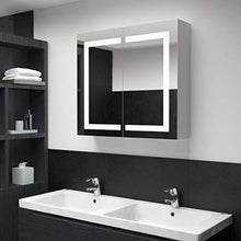 Tidyard Armadietto Bagno da Parete con Specchio e LED, con 3 Ripiani e 2 Ante, 80x12,2x68 cm Bianco e Argento