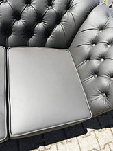 JVmoebel Chesterfield - Divano a 2 posti, in vera pelle, colore: grigio