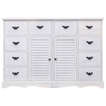 SKM Credenza con 10 Cassetti Bianca 113x30x79 cm in Legno (19.09kg)