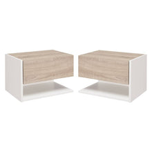 giordano shop Set 2 Comodini Sospesi 46x30x30 cm in Truciolato Rovere e Bianco