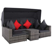 SKM Set Divani da Giardino 7 pz con Cuscini in Polyrattan Grigio (62.2kg)
