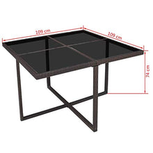 FAMIROSA Set da Pranzo da Giardino 9 pz con Cuscini Polyrattan Marrone-2544