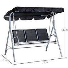 giordano shop Dondolo 3 Posti da Giardino 170x110x153 cm in Acciaio Nero e Argento