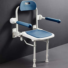 ZYQDRZ Sgabello da Muro, Doccia Pieghevole Doccia Anziana Sedia da Bagno Pieghevole, Sgabello Antiscivolo con Braccioli, Sgabello da Bagno Regolabile A Muro,Blu