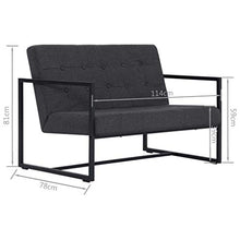 Festnight Divano a 2 Posti con Braccioli in Acciaio e Tessuto Grigio Scuro,Divano Design,Divano Soggiorno,Divano da Salotto,Divano 2 Posti,Divano Moderno